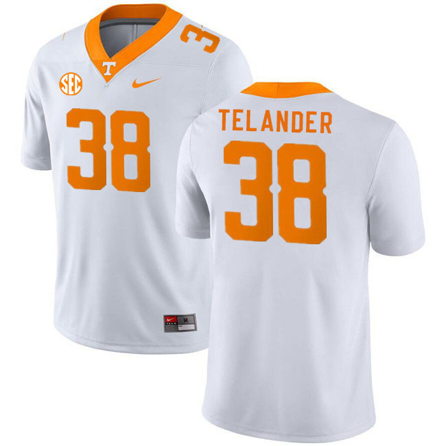 Men #38 Jeremiah Telander Tennessee Volunteers College Football Jerseys Stitched Sale-White - Click Image to Close